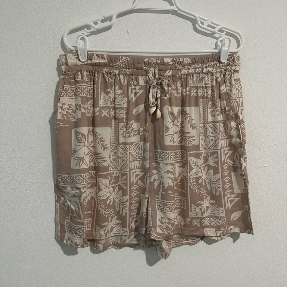 High Waisted Palm Print Shorts